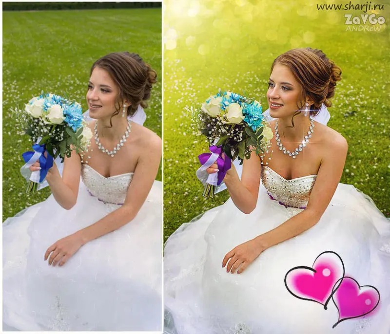 ретушь свадебных фото до и после
